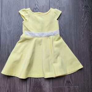 Janie & Jack Yellow Crochet Trim Ponte Dress, 3t